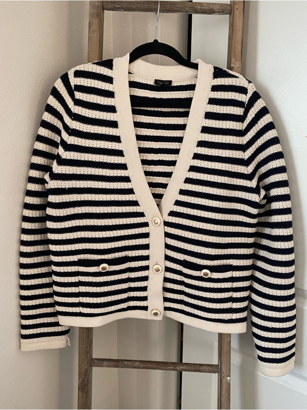 Talbots - Kate Striped Black & White Cardigan - Size Large - Picture 2 of 6